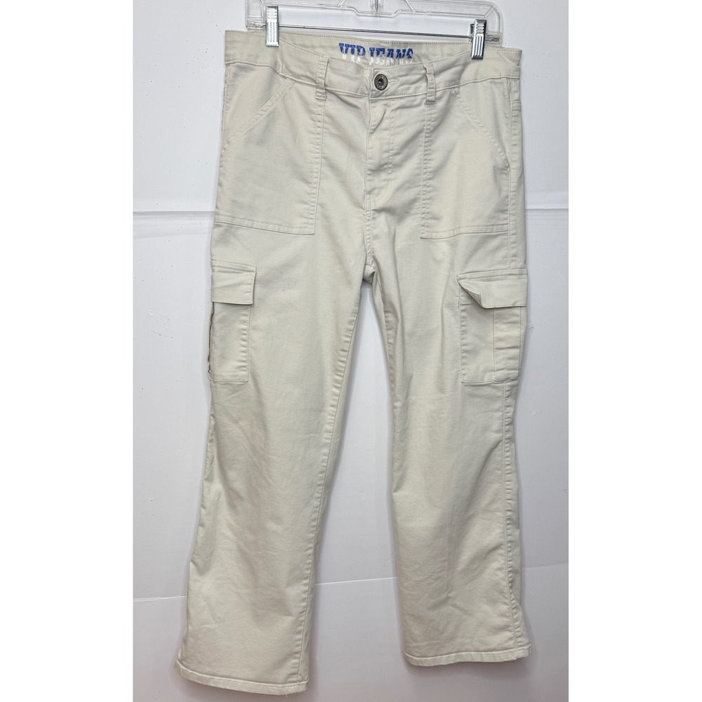 VIP Jeans Cargo Pants Women 15/32 Cream Beige Straight Leg Utility‎ Granola Girl